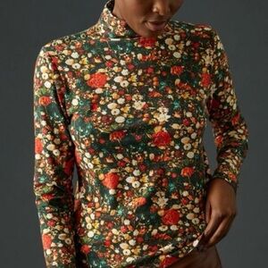 Anthropologie Maeve NWT Flower Motif Mock-Neck Long Sleeved Shirt